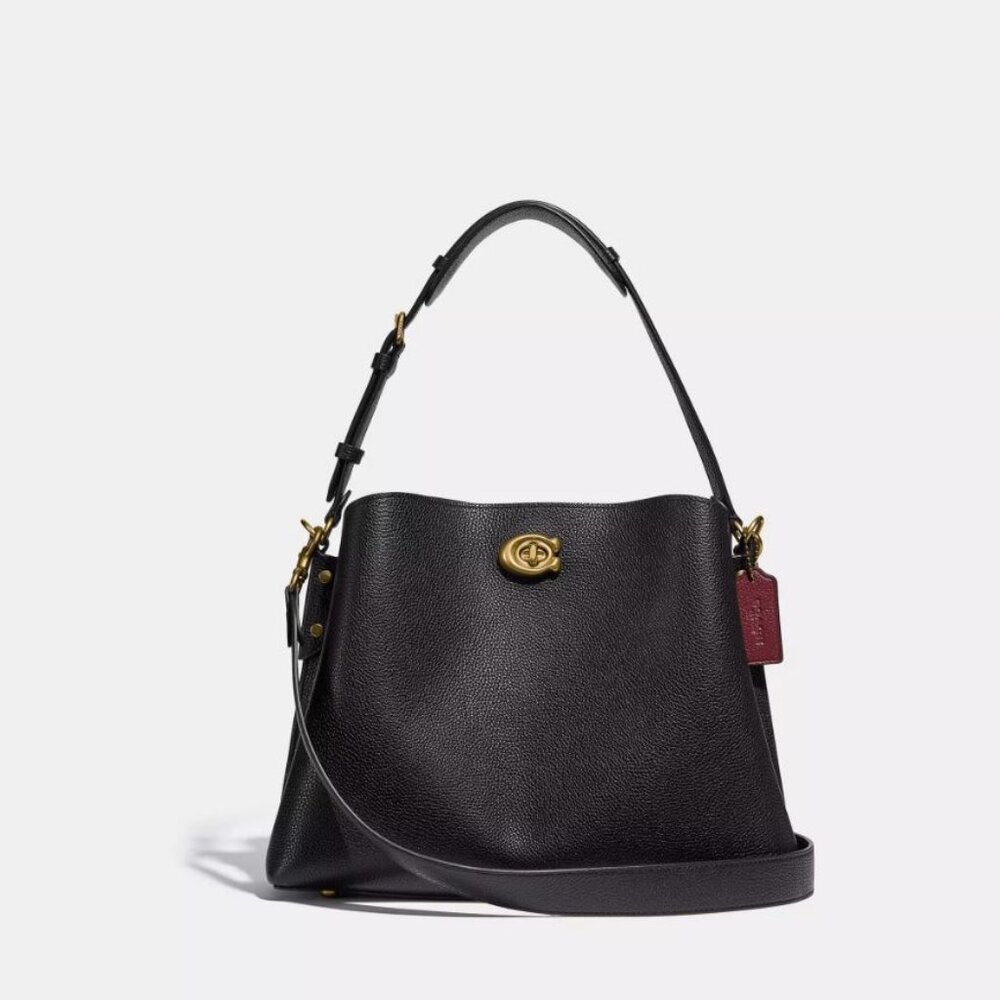 Coach Black Pebbled Leather Shoulder Bag with Gold Hardware